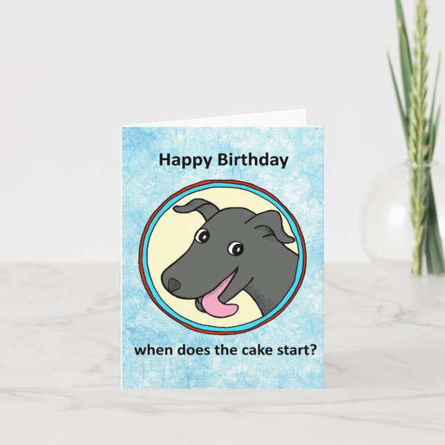 Rolig hund Älskare Cute Black Hund Puppy Birthday Kort (Framsida)