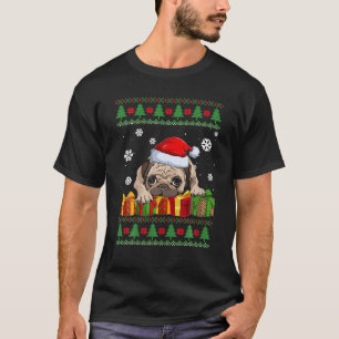 Rolig hund Älskare Cute Pug Santa Hat Ugly God jul T Shirt