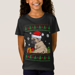 Rolig hund älskare Cute Pug Santa Hat Ugly jul T Shirt