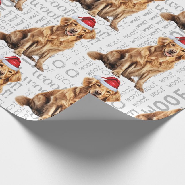 Rolig hund Älskare Golden Retriever i Santa Hat Presentpapper (Hörn)