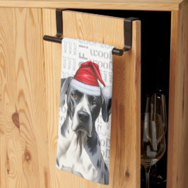 Rolig hund Älskare Helgdag Great dane jul Kökshandduk