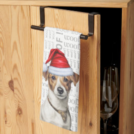 Rolig hund Älskare Helgdag Jack Russell jul Kökshandduk