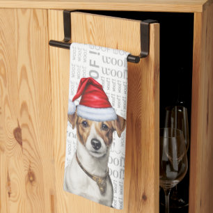 Rolig hund Älskare Helgdag Jack Russell jul Kökshandduk