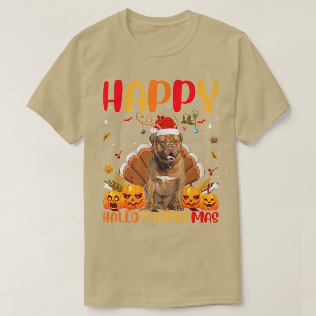 Rolig hund Älskare Lycklig Dogue de Bordeau Hund H T Shirt (Design framsida)