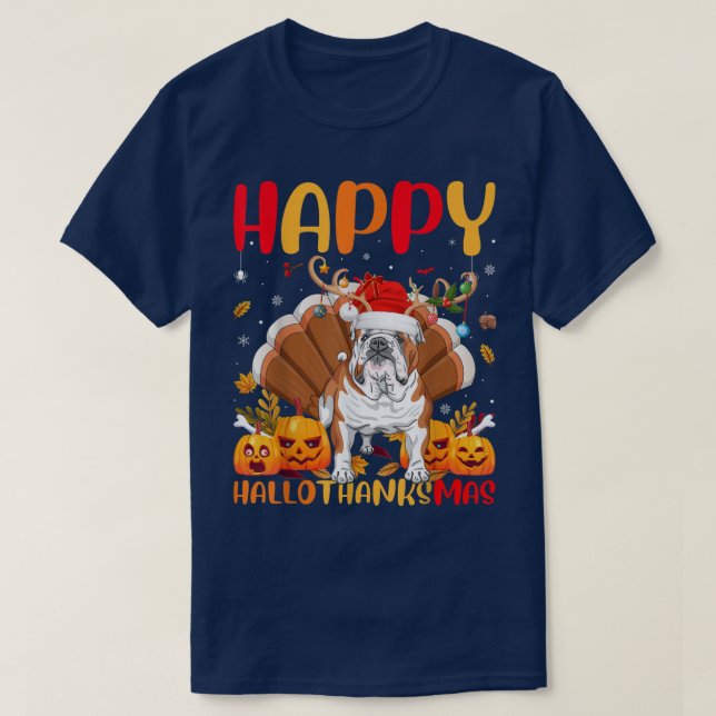 Rolig hund Älskare Lycklig Engelska bulldog HelloT T Shirt (Design framsida)