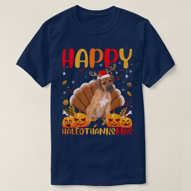 Rolig hund Älskare Lycklig Rhodesian Ridgeback Hel T Shirt (Design framsida)