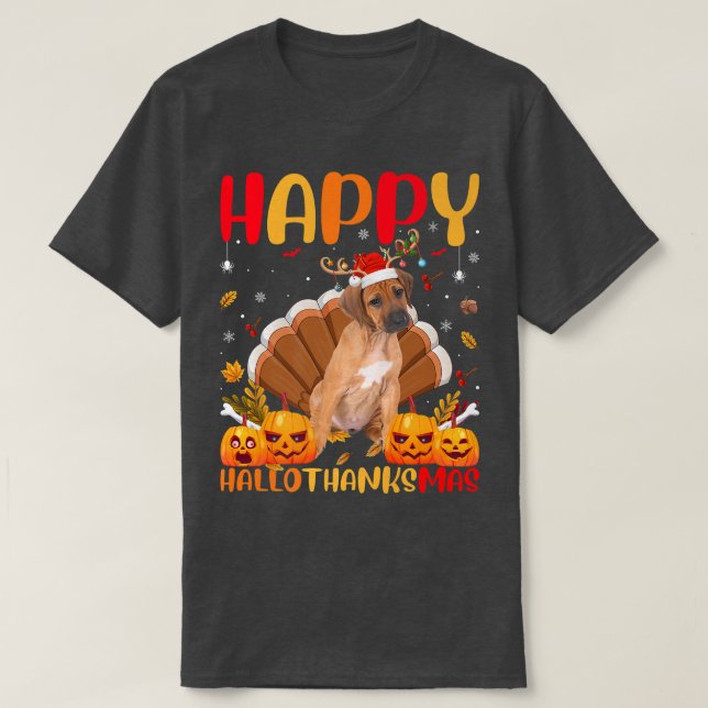 Rolig hund Älskare Lycklig Rhodesian Ridgeback Hel T Shirt (Design framsida)