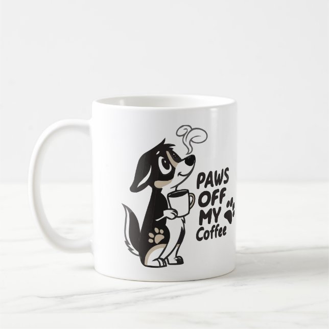 Rolig hund Älskare "TASSAR AV MIN KAFFE" Tecknad M Kaffemugg (Vänster)