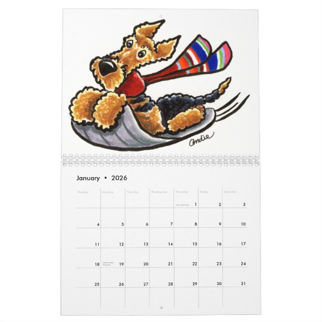 Rolig hund Älskare Tecknads Calender efter konst u Kalender (Jan 2026)