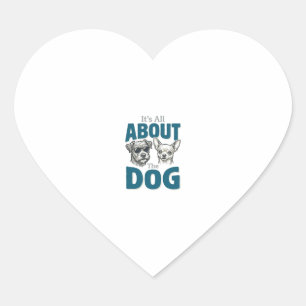 Rolig Hund Älskare Vintage Gravyr Grafik_1 Hjärtformat Klistermärke