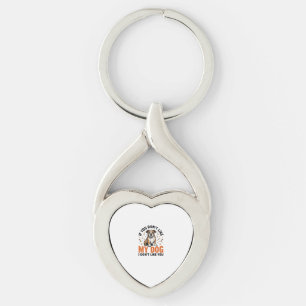 Rolig Hund Älskare Vintage Valp Citat T-Shirt Desi Twisted Heart Silverfärgad Nyckelring