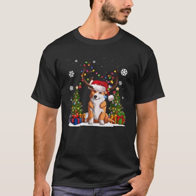 Rolig hund Älskare Welsh Corgi Santa Hat Ugly Chri T Shirt (Framsida)