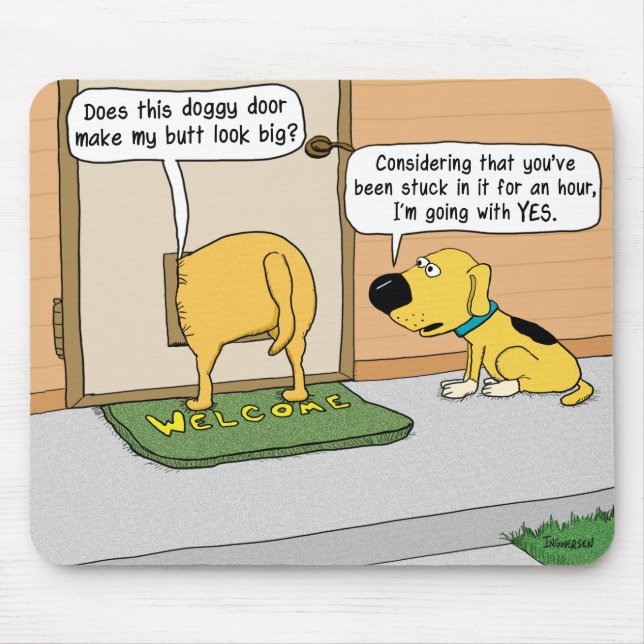 Rolig hund ända i vovvedörren Mousepad Musmatta (Framsidan)