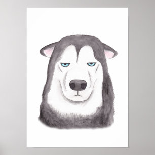 Rolig hund ansikte för roligt Husky Husky Poster