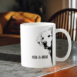 Rolig hund Ansikte & "Peek-a-Brew" Hund Humor Kaffemugg