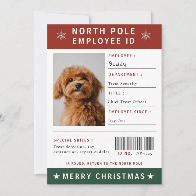 Rolig hund anställnings-ID-foto jul Julkort (Framsida)