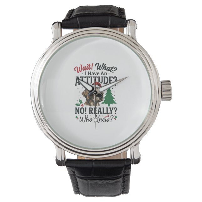 Rolig Hund Attityd Jul Vektor Design_1 Armbandsur (Framsida)
