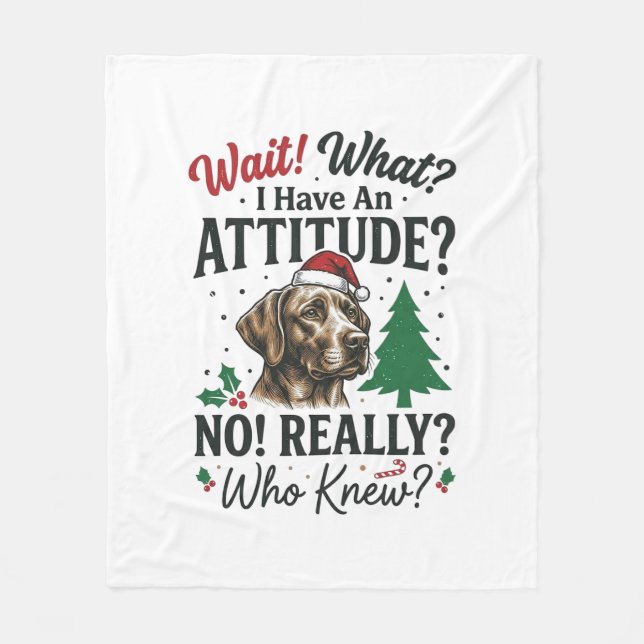 Rolig Hund Attityd Jul Vektor Design_1 Fleecefilt (Framsidan)
