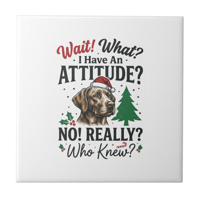 Rolig Hund Attityd Jul Vektor Design_1 Kakelplatta (Framsidan)