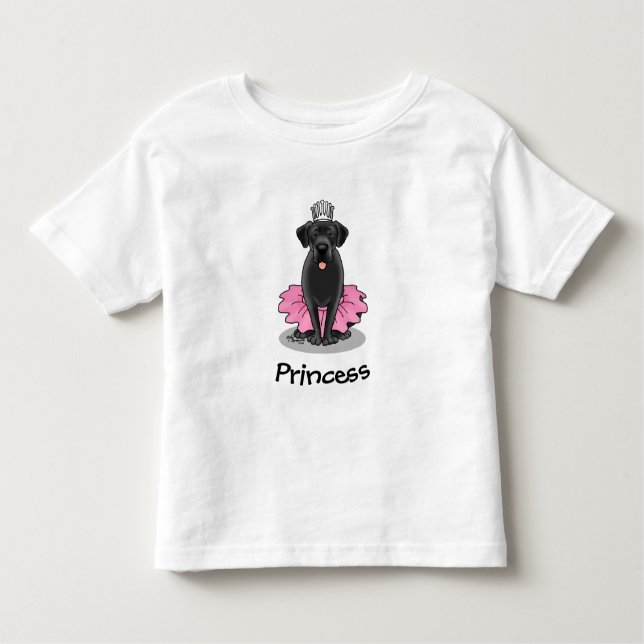 Rolig hund balett prinsessa svart labrador retriev t shirt (Framsida)