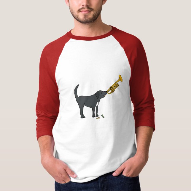 Rolig hund BD leka trumpetskjortan Tee Shirt (Framsida)