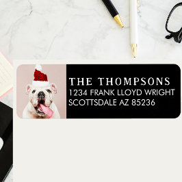 Rolig hund Bild-julkort, Returadress Returadress Etikett
