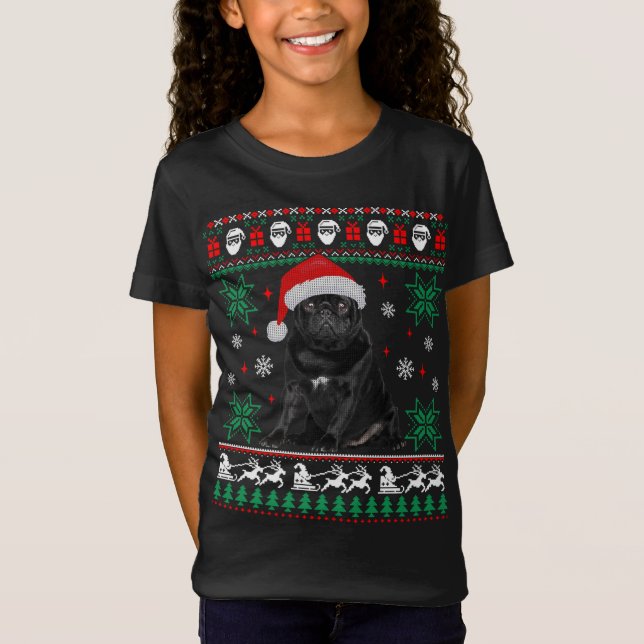 Rolig hund Black Pug Ugly jul Sweater T Shirt (Framsida)