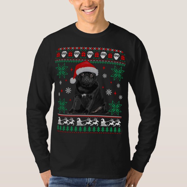 Rolig hund Black Pug Ugly jul Sweater T Shirt (Framsida)