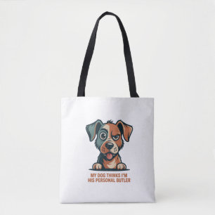 Rolig Hund Butler Citat Illustration Tygkasse