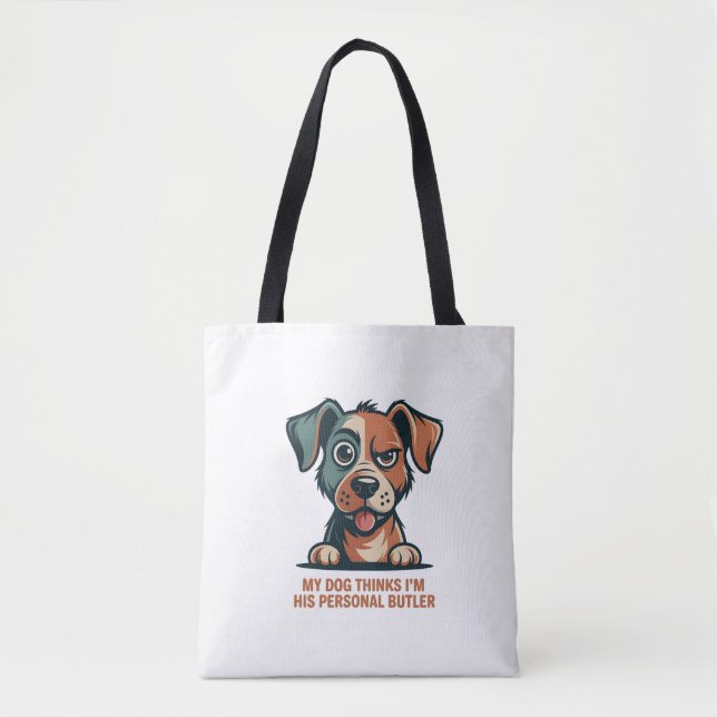 Rolig Hund Butler Citat Illustration Tygkasse (Framsida)