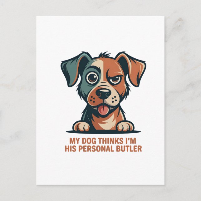 Rolig Hund Butler Citat Illustration Vykort (Framsida)