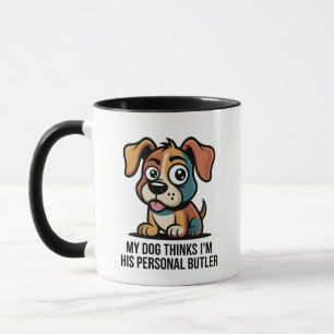 Rolig Hund Butler Tecknad Citat Mugg