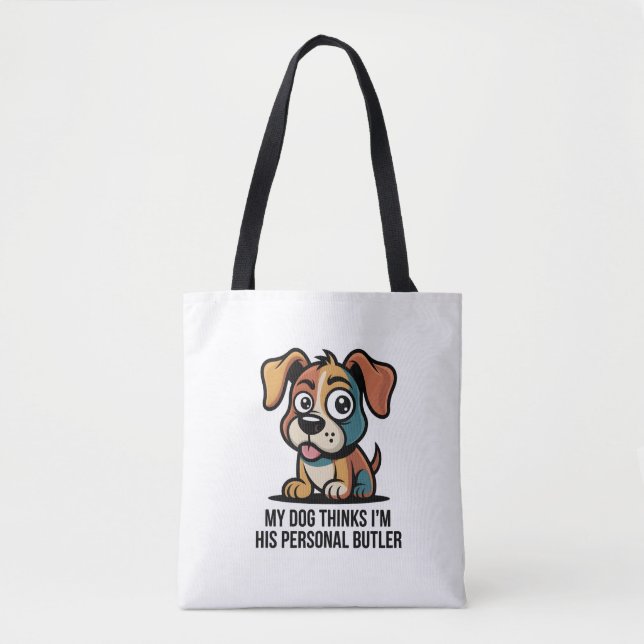 Rolig Hund Butler Tecknad Citat Tygkasse (Framsida)