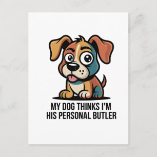 Rolig Hund Butler Tecknad Citat Vykort