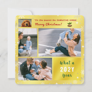 Rolig hund Cat Elegant Golden Photo Collage Brev Julkort