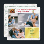 Rolig hund Cat Peace Kärlek Joy 4 Photos Collage C Julkort<br><div class="desc">Konstnärliga, elegant julkort med ett foto av din hund eller katt och tre familjefollor, texterna "'Tis the Season for Pawsitive Vibes!" "God jul!" tillsammans med två klockor med en spiral av holly och "Wishing you peace, kärlek, and joy in" "202Y" (se till att du anpassar året!) på en gyllene rektangel....</div>