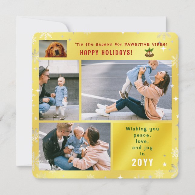 Rolig hund Cat Peace Kärlek Joy Elegant Golden Pho Julkort (Framsida)