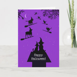 Rolig hund Cat Witches Happy halloween Hund House Kort