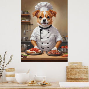 Rolig hund Chef Cooking Food Cute Pet Poster