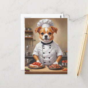 Rolig hund Chef Cooking Food Cute Pet Vykort