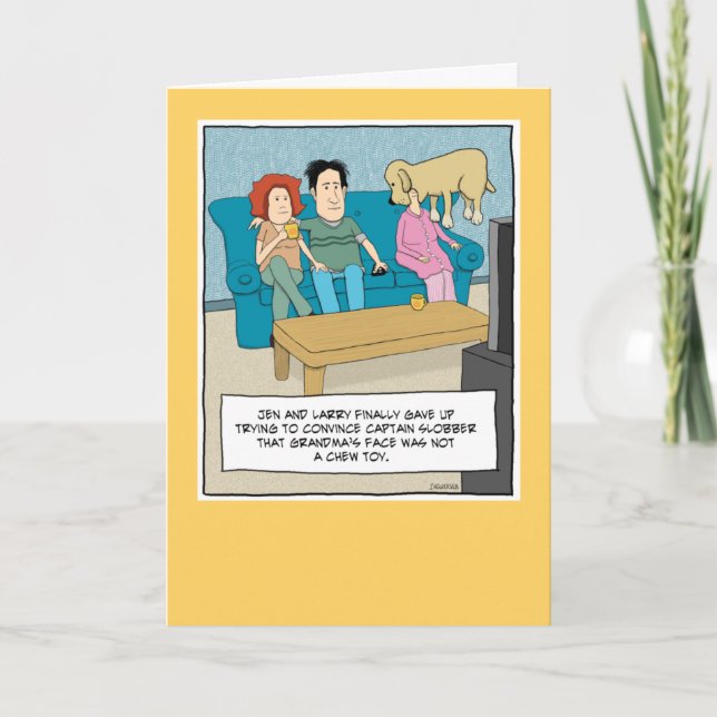 Rolig hund Chew Leksak-födelsedag Kort (Framsida)