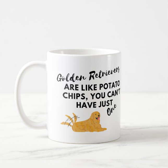 Rolig hund citat: Goldens är som Potato Chip Kaffemugg (Vänster)