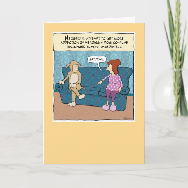 Rolig hund Costume Birthday Kort (Framsida)