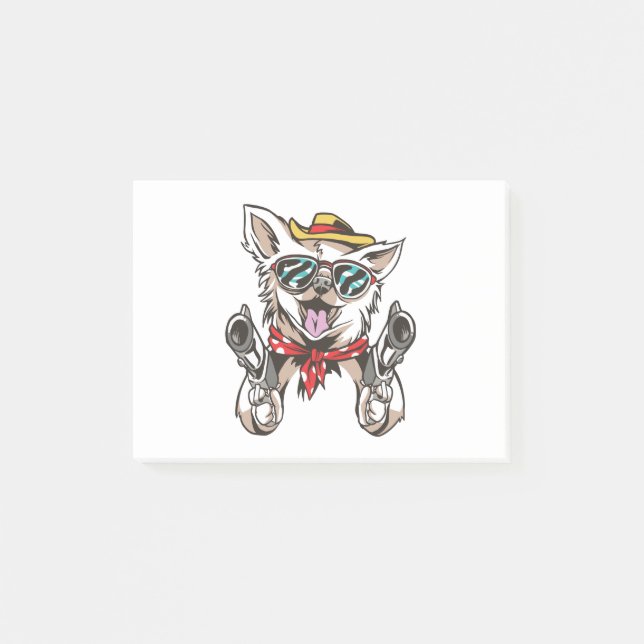 Rolig Hund Cowboy Post-it Block (Framsida)