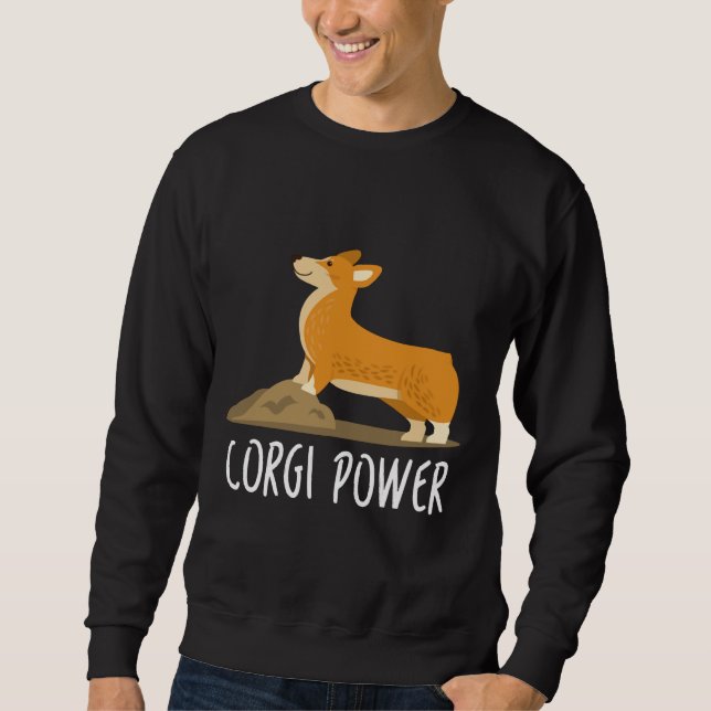 Rolig hund Cute Corgi Amp Lång Ärmad Tröja (Framsida)
