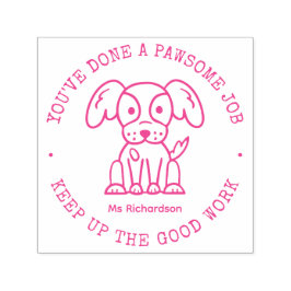 Rolig hund Cute Puppy Fantastisk-jobblärarlovprisa Självfärgande Stämpel