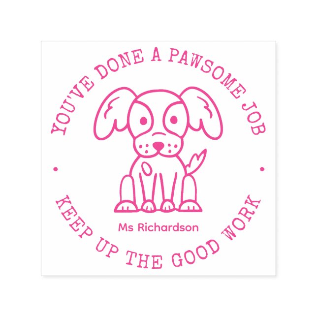 Rolig hund Cute Puppy Fantastisk-jobblärarlovprisa Självfärgande Stämpel (Design)