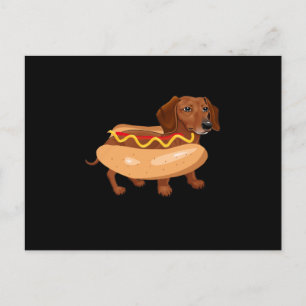 Rolig hund Dachshund Hot Dog Snabbmat Vykort