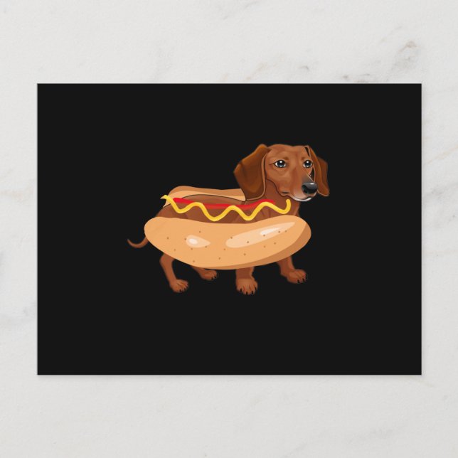 Rolig hund Dachshund Hot Dog Snabbmat Vykort (Framsida)