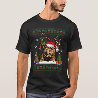 Rolig hund Dogue De Bordeaux Santa Hat Ugly Christ T Shirt